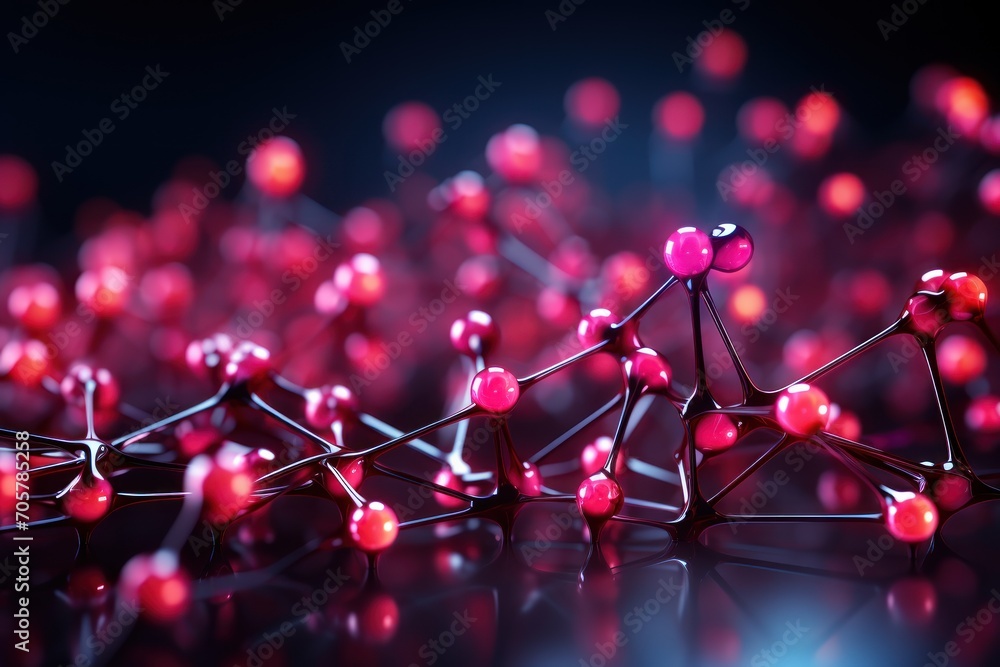 Poster  a close up of a bunch of red balls on a black surface with a black background and a black background with red and pink balls in the middle of the image.