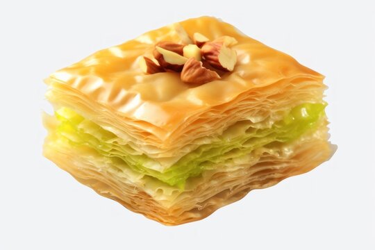  a close up of a piece of food on a white background with a blurry image of a piece of food in the middle of the picture and the top of the picture.