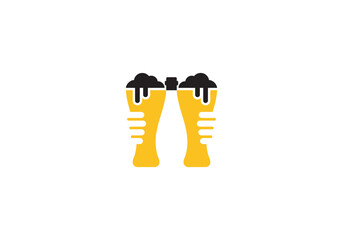 two glass and a beer bottle logo design inspiration