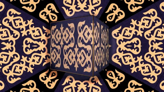 Hypnotic Spiritual Religious Psychedelic Cube Mandala Pattern Background 4K 60 FPS
