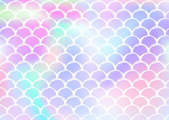 Holographic mermaid background with gradient scales.