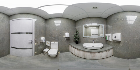 seamless 360 hdri panorama in interior of expensive bathroom in modern flat apartments, office or...