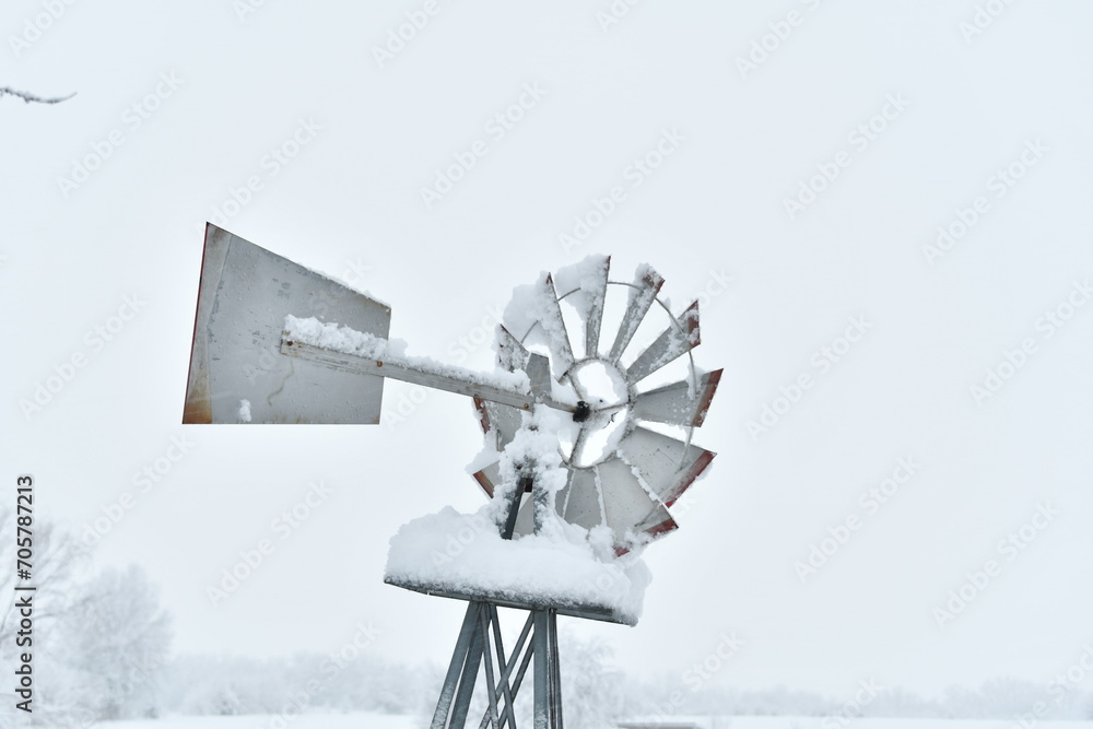 Sticker snowy windmill