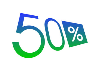 perspective 50 percent concept. 50 percent symbol for shopping, business