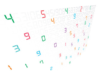 perspective digital numbers. colorful digital numbers. digital numbers concept