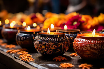 Happy Diwali moment festive flames dance in the spirit of joy.