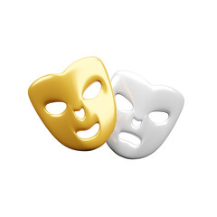 Realistic Happy And Sad Mask 3D Icon or party face mask 3d icon icon 
