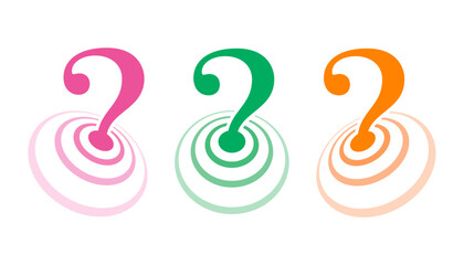 perspective rings and question mark concept. colorful three options question mark concept