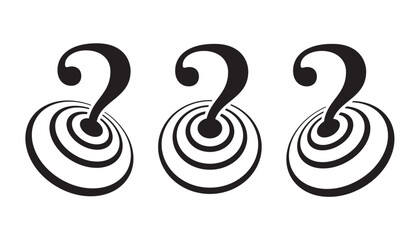 perspective rings and question mark concept. three steps question mark concept