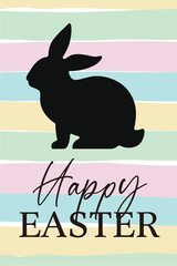 Vector illustration of cute, easter card with bunny.