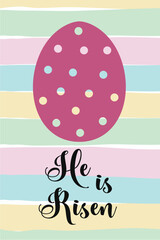 He is risen,easter card with eggs.