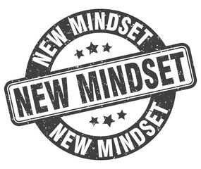 new mindset stamp. new mindset label. round grunge sign