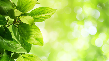 green leaves background, horizontal landscape. Landing page, background, banner