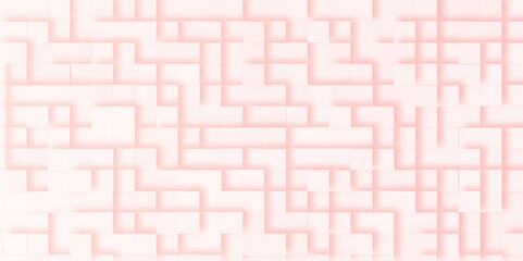 abstract pink background with squares and geometric pattern, Random shifted pink cube 3d square boxes block with pattern, pink light geometric abstract background for presentation and cover.