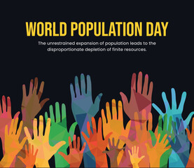World Population Day, banner, poster, social media post, vector illustration, awareness, observance, 11th July, brochure, flyer, stop racism, humanity, equality, diversity, inclusion - obrazy, fototapety, plakaty