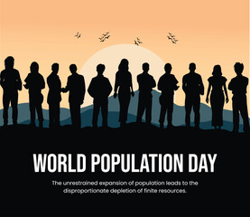 World Population Day, banner, poster, social media post, vector illustration, awareness, observance, 11th July, brochure, flyer, stop racism, humanity, equality, diversity, inclusion