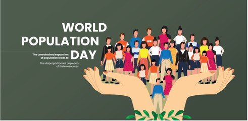 World Population Day, banner, poster, social media post, vector illustration, awareness, observance, 11th July, brochure, flyer, stop racism, humanity, equality, diversity, inclusion