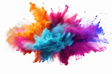 Explosion of colored powder, isolated on white background. Abstract colored background, Explosion of colored powder on a white background, 3D rendering, AI Generated