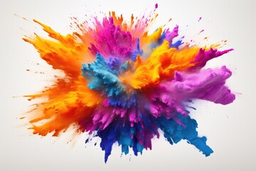 Colorful paint explosion isolated on white background. Abstract colored background, Explosion of colored powder on a white background, 3D rendering, AI Generated - obrazy, fototapety, plakaty