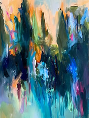 Obraz premium Impressionistic Landscape In Southern France, A Painting Of Trees And Flowers