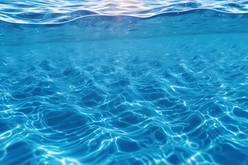Fototapeta premium Close Up On A Picture Of A Blue Water Surface, A Blue Water Surface With Ripples