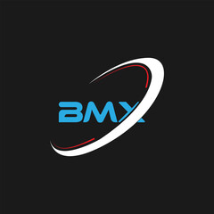 Fototapeta na wymiar BMX letter Logo design. Initials BMX logo linked with circle and uppercase monogram logo. BMX typography for technology, business and real estate brand logo design