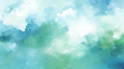 Watercolor background with splashes and washes of teal and turquoise, Generative AI.