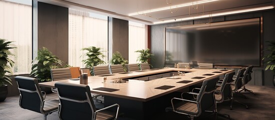 Modern office meeting room interior in 3d rendering