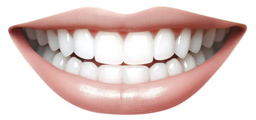 Smiling female mouth with shiny healthy white teeth, cut out