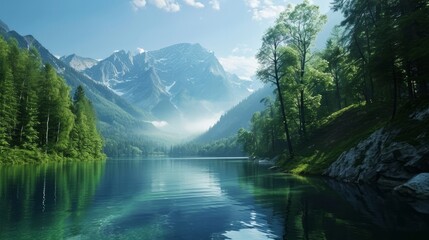 Fototapeta na wymiar beautiful mountain lake background remix 