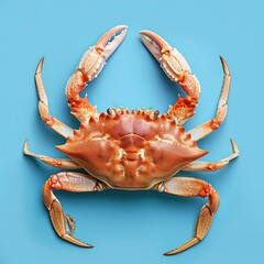 Crab with Blue Isolated Background