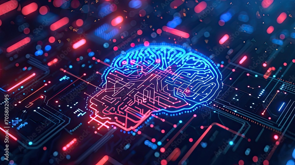 Poster revolutionize design with ai brain technology. a futuristic concept merging creativity and artificia