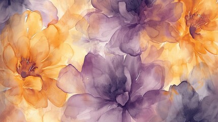 Generative AI, abstract colorful watercolor flowers, organic painted background - 705802088