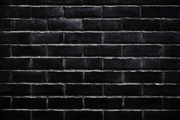 Black brick wall pattern and background, texture of dark brickwork facade