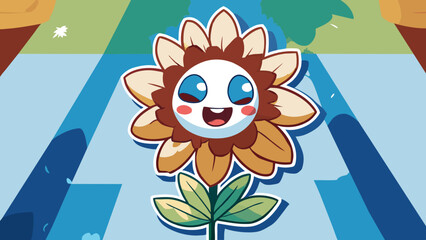 Naklejka premium Groovy flower cartoon characters. Funny happy daisy with eyes and smile. 