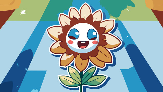 Groovy flower cartoon characters. Funny happy daisy with eyes and smile. 