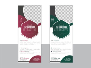 Modern and Minimalist roll up pull up banner design template.