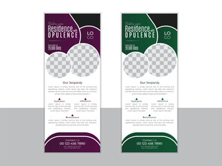 Modern and Minimalist roll up pull up banner design template.