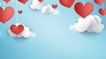 Vector illustration.paper craft style. love for Valentine's day. and big heart and mini heart on blue background with. design for valentine's festival .
