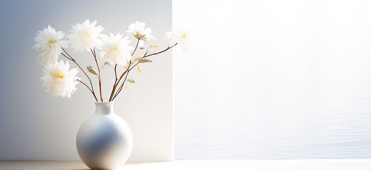 Abstract background. With a white vase with fluffy willow buds against the background of a white window. spring and easter concept