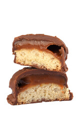 chocolate bonbon with dulce de leche delicious caramel sugar filling isolated caloric