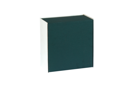 beautiful red gift box with open lid with side view and space for text on white background image