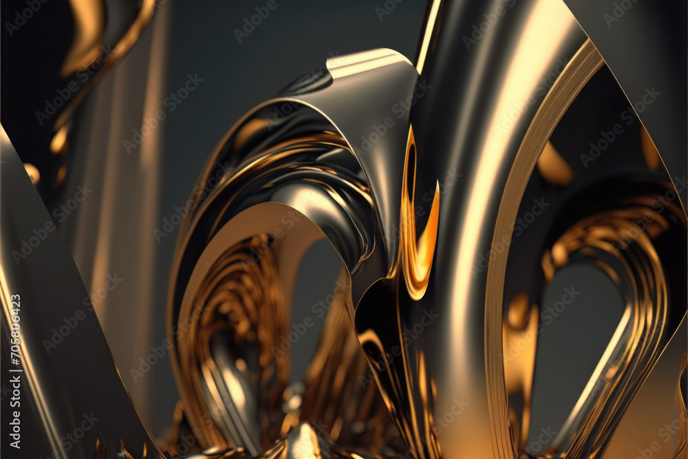 Aufkleber abstract golden swirls and curves create a mesmerizing and luxurious pattern, suitable for high-end 