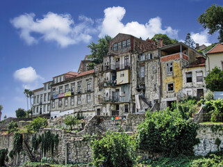 Fototapeta na wymiar The characteristic and picturesque houses of the old town of Porto (Portugal), a UNESCO site since 1996