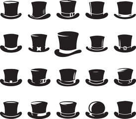 Top hat icon isolated on white background silhouette editable vector