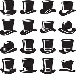 Top hat icon isolated on white background silhouette editable vector