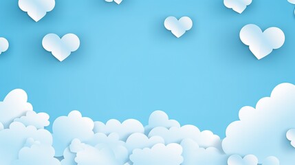 Vector illustration.paper craft style. love for Valentine's day. and big heart and mini heart on blue background with. design for valentine's festival .