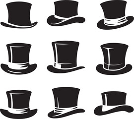 Top hat icon isolated on white background silhouette editable vector