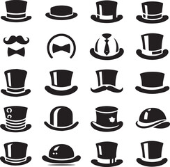Top hat icon isolated on white background silhouette editable vector