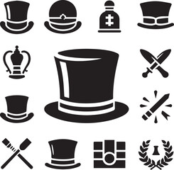 Top hat icon isolated on white background silhouette editable vector